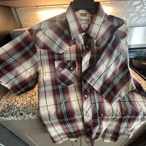 Rustler Men's Plaid Casual Button Down Shirt - Red and Black